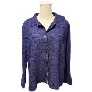 RAFAEL WOMANS Blouse/Light Weight Jacket Women Sz. L Purple Crinkle Bell Sleeves
